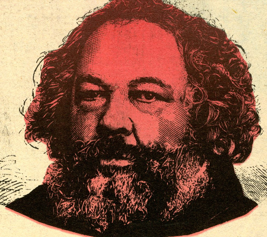 Photo of Bakunin with red colorization.