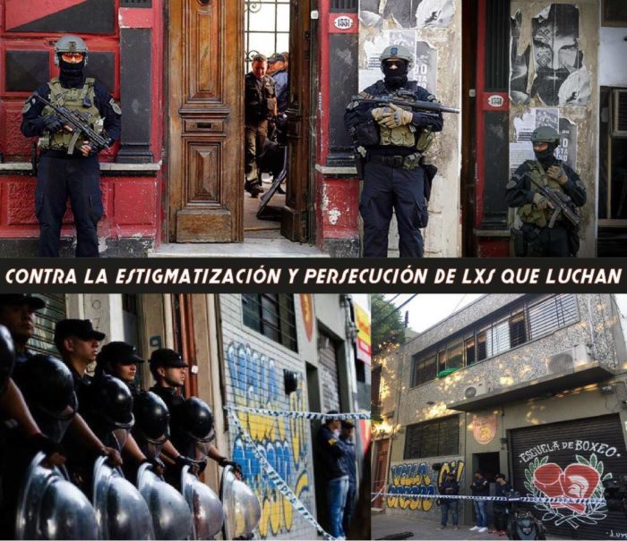 Photo showing police raiding a social center in Buenos Aires, Argentina.