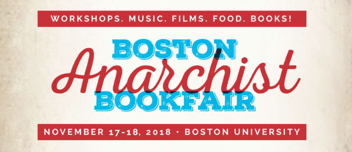 Banner advertisement for the Boston Anarchist Bookfair