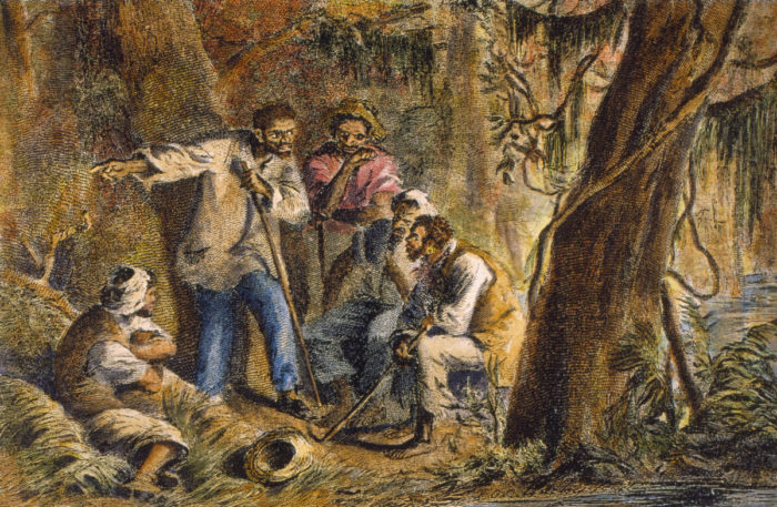 Painting portraying Nat Turner and fellow slaves planning rebellion.