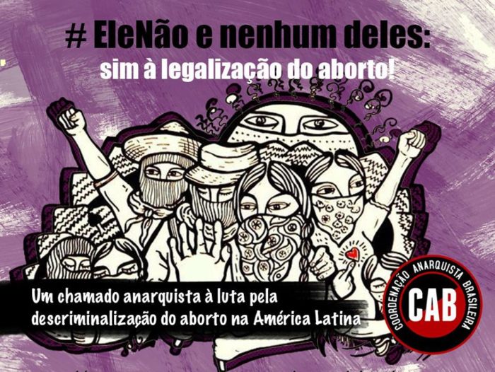 #EleNao themed image with woman and abortion rights slogan.